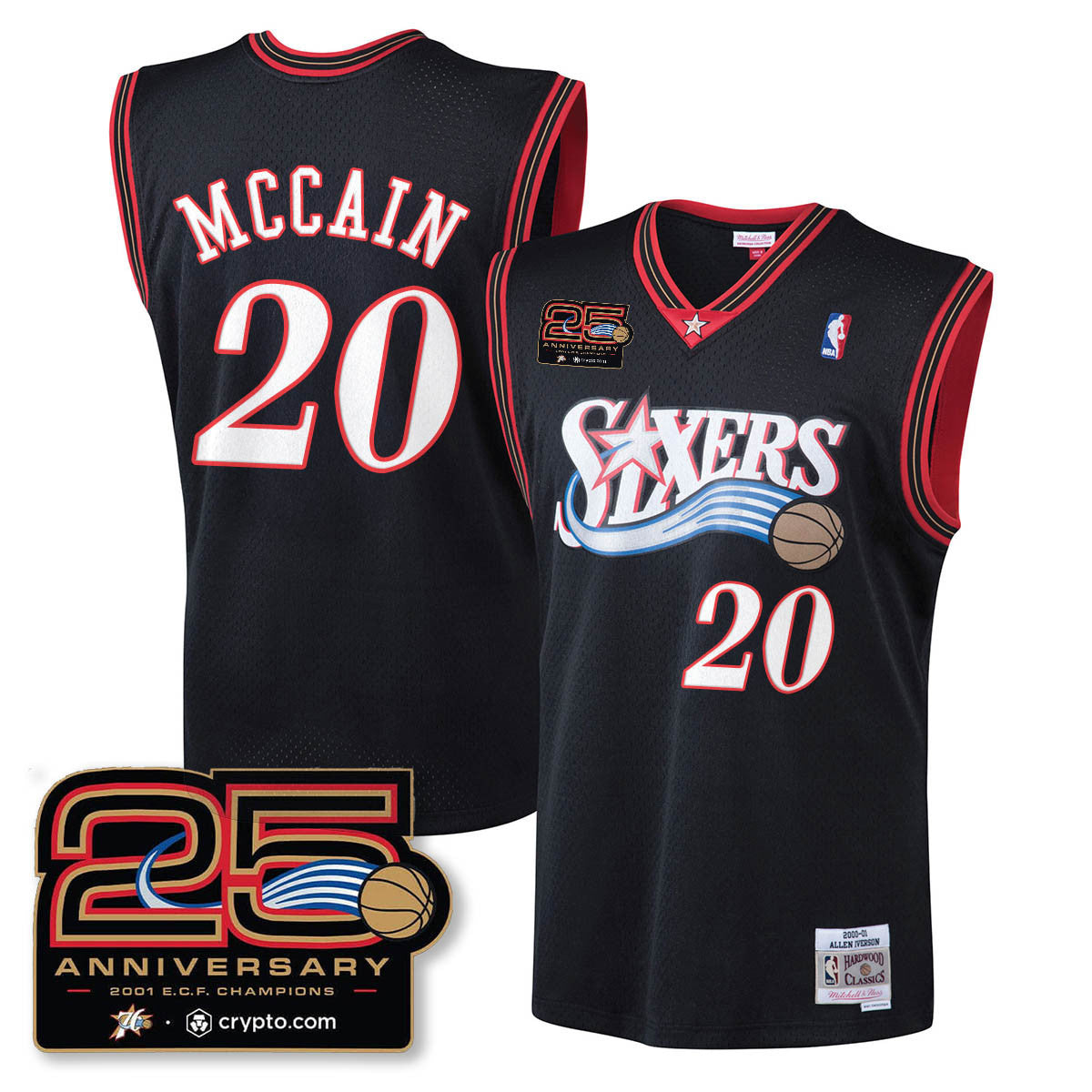 Philadelphia 76ers Throwbacks Celebrating 00-01 Jersey - 25th Anniversary - All Stitched
