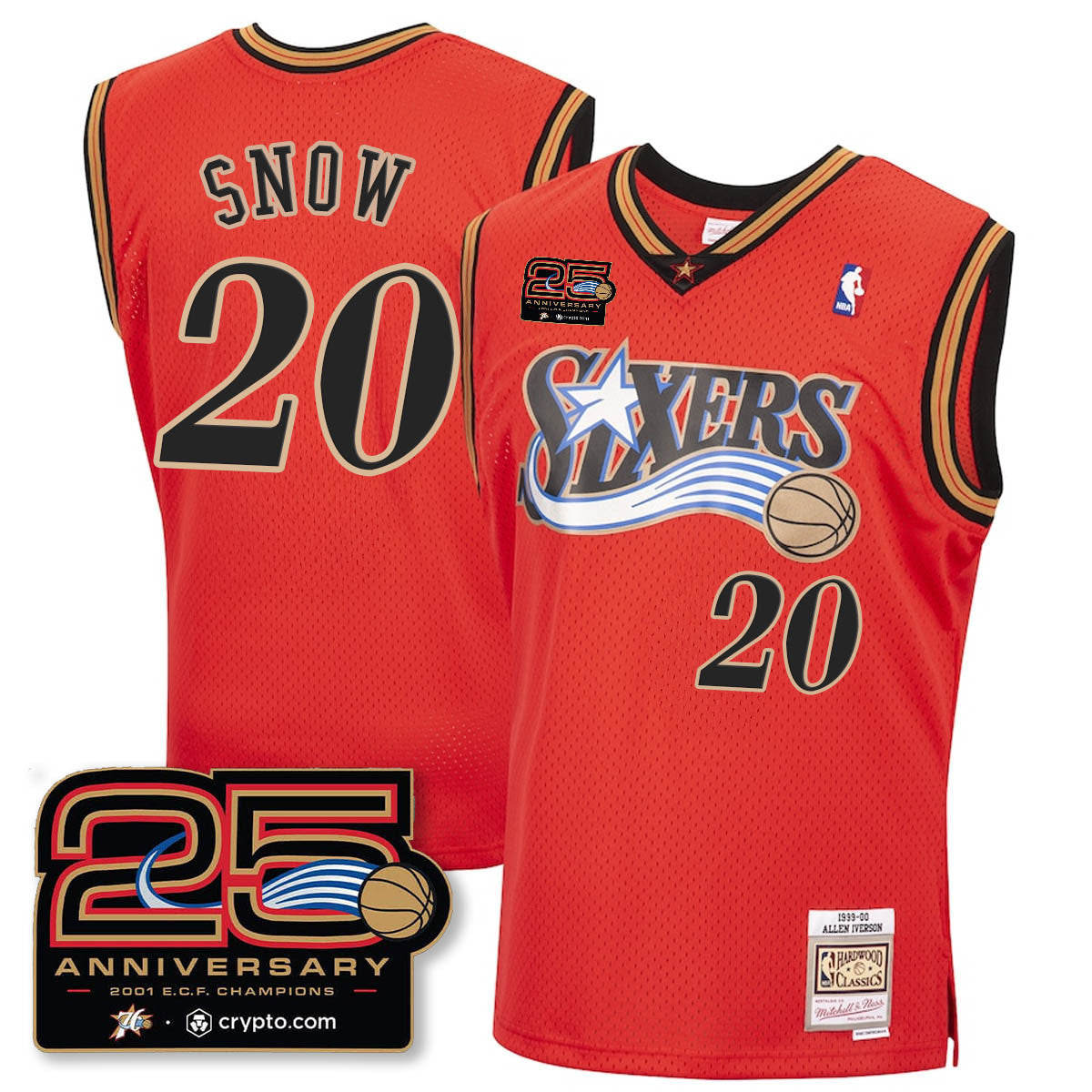 Philadelphia 76ers Throwbacks Celebrating 00-01 Jersey - 25th Anniversary - All Stitched