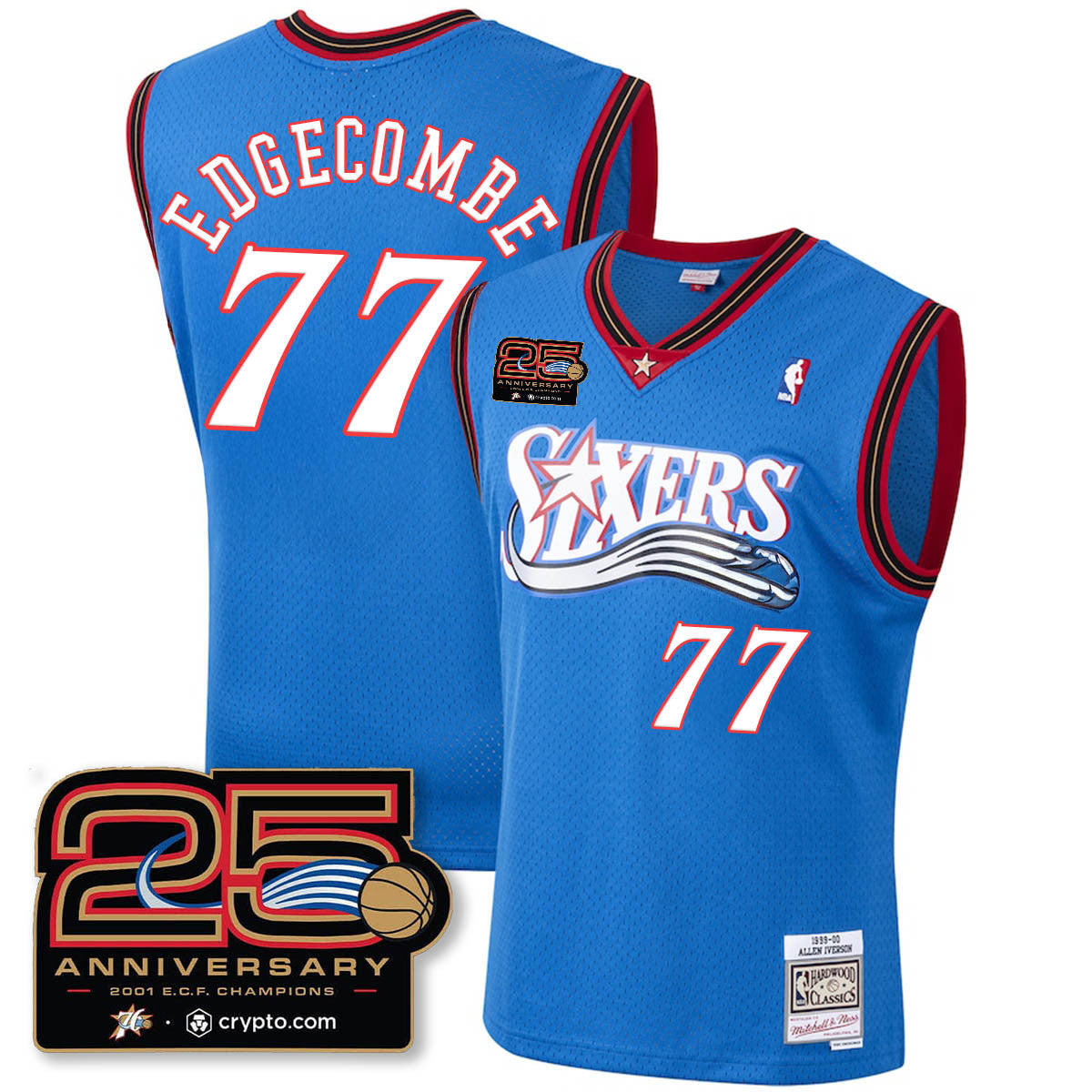 Philadelphia 76ers Throwbacks Celebrating 00-01 Jersey - 25th Anniversary - All Stitched