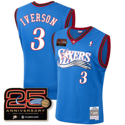 Philadelphia 76ers Throwbacks Celebrating 00-01 Jersey - 25th Anniversary - All Stitched