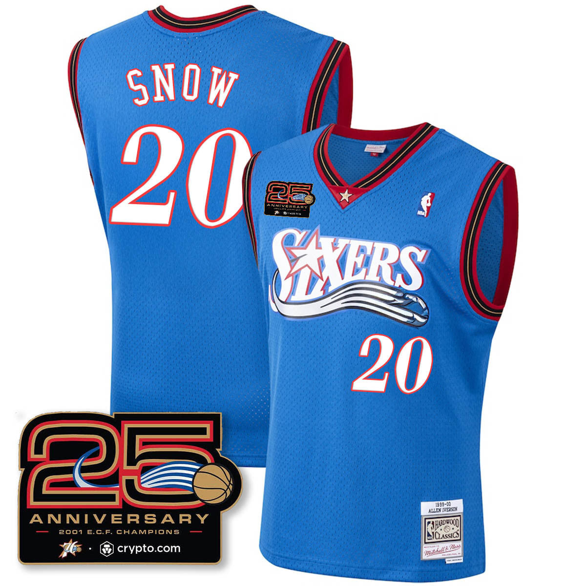 Philadelphia 76ers Throwbacks Celebrating 00-01 Jersey - 25th Anniversary - All Stitched
