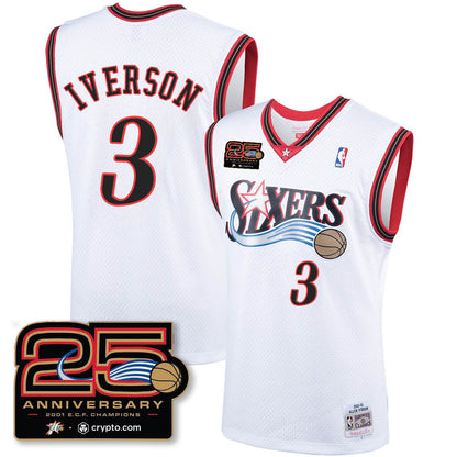 Philadelphia 76ers Throwbacks Celebrating 00-01 Jersey - 25th Anniversary - All Stitched