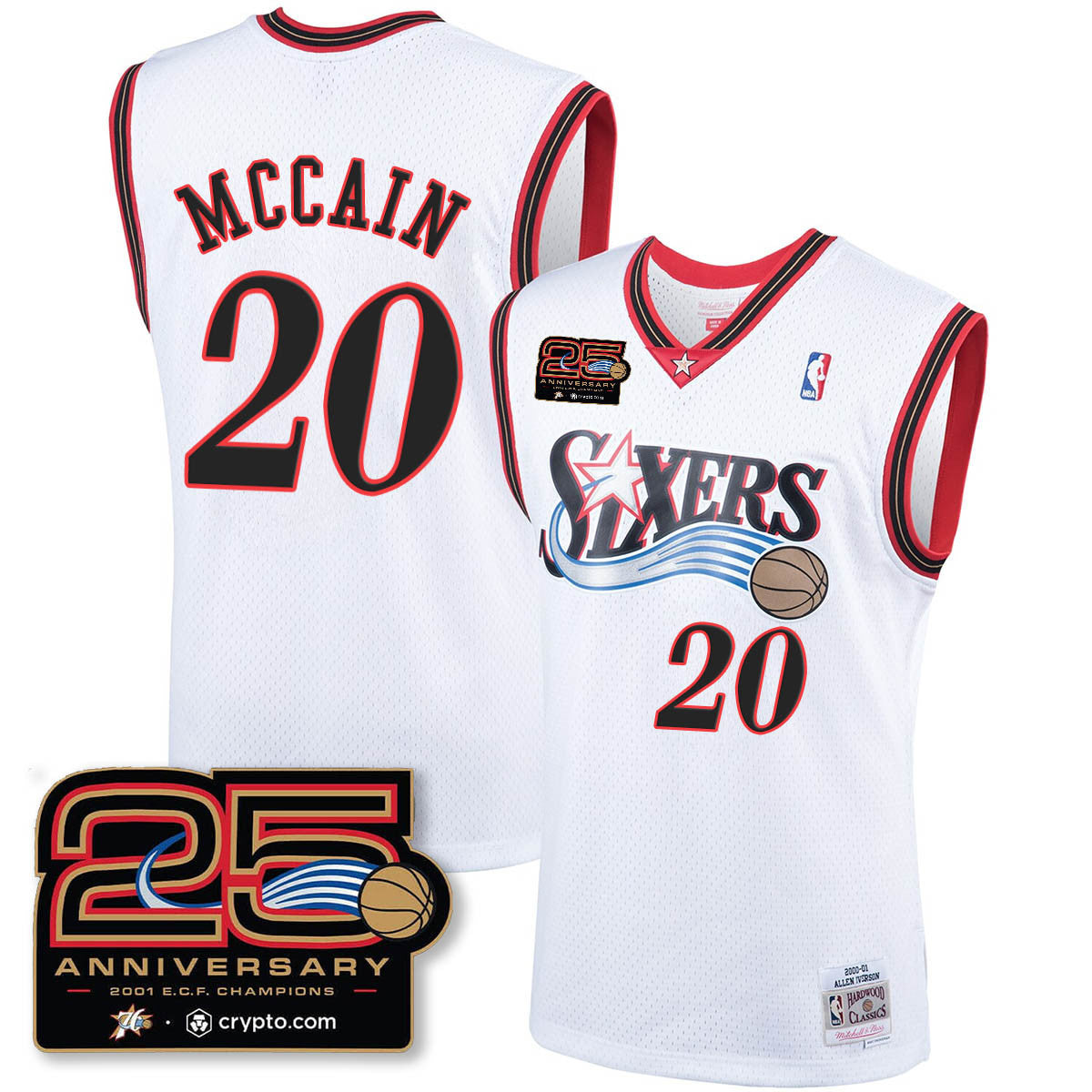 Philadelphia 76ers Throwbacks Celebrating 00-01 Jersey - 25th Anniversary - All Stitched