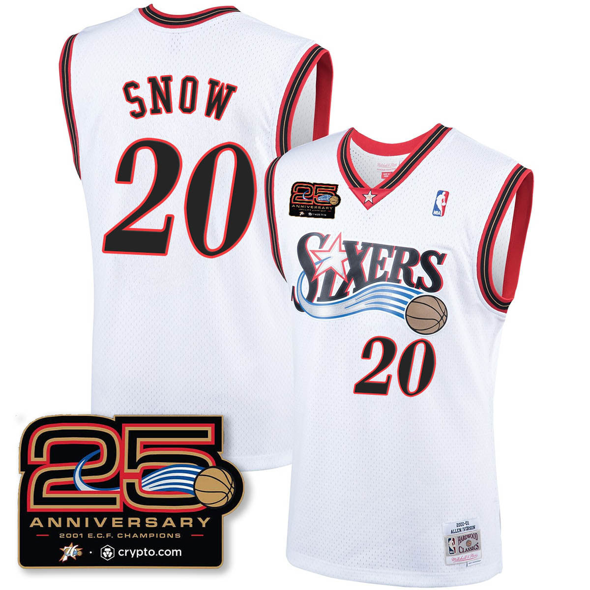 Philadelphia 76ers Throwbacks Celebrating 00-01 Jersey - 25th Anniversary - All Stitched