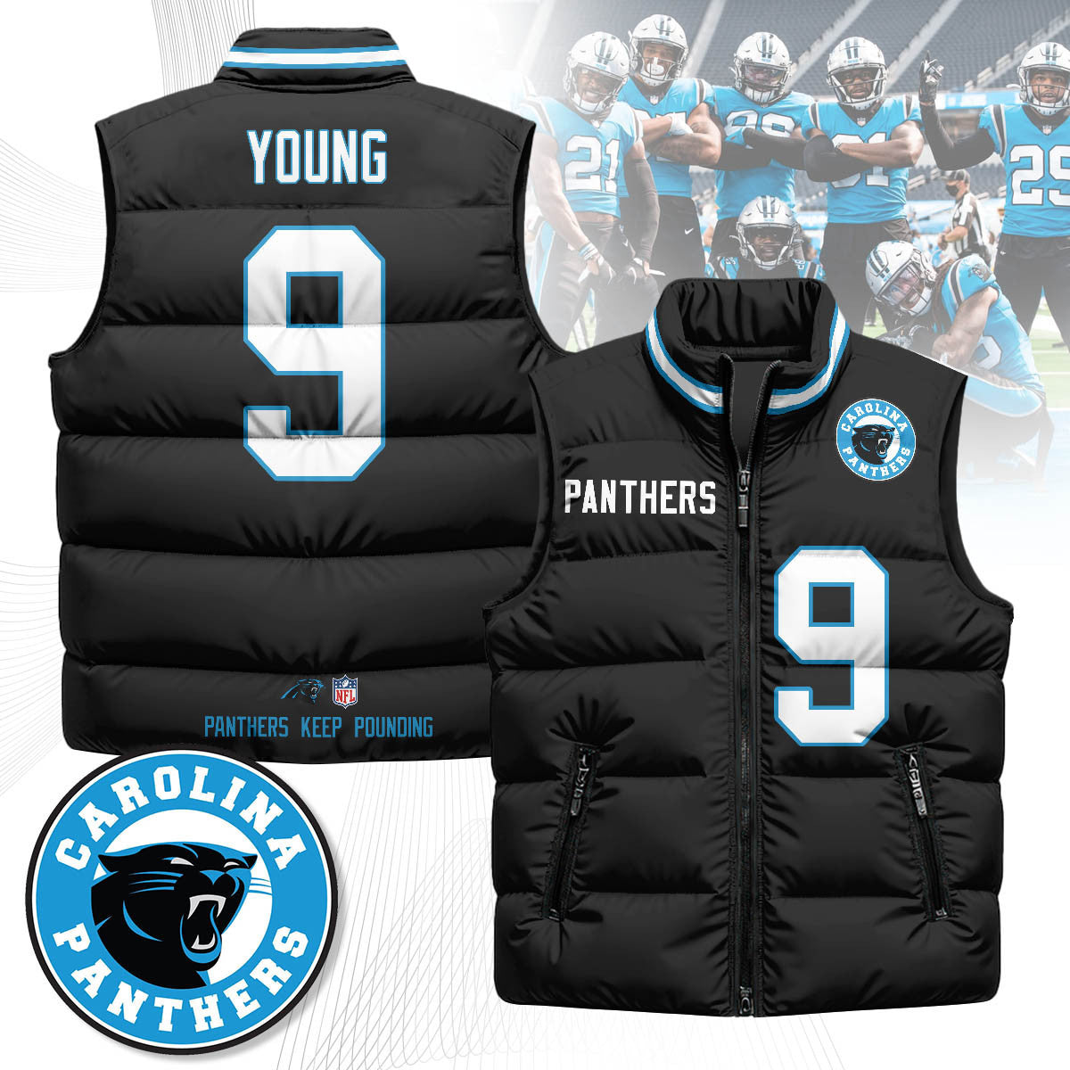 Carolina Panthers Unisex Puffer Vest