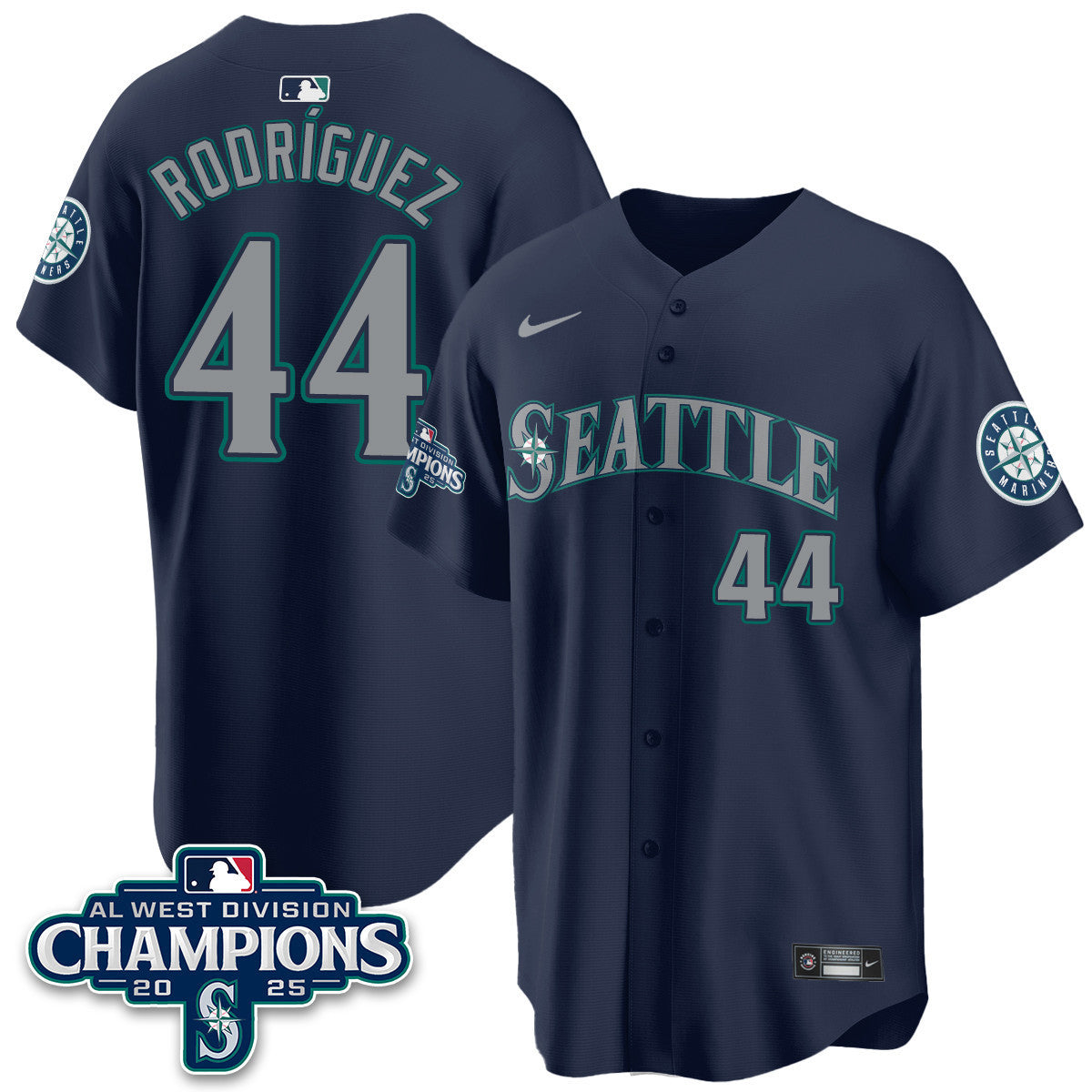 Men's Seattle Mariners 2025 AL West Division Champions Jersey - All Stitched