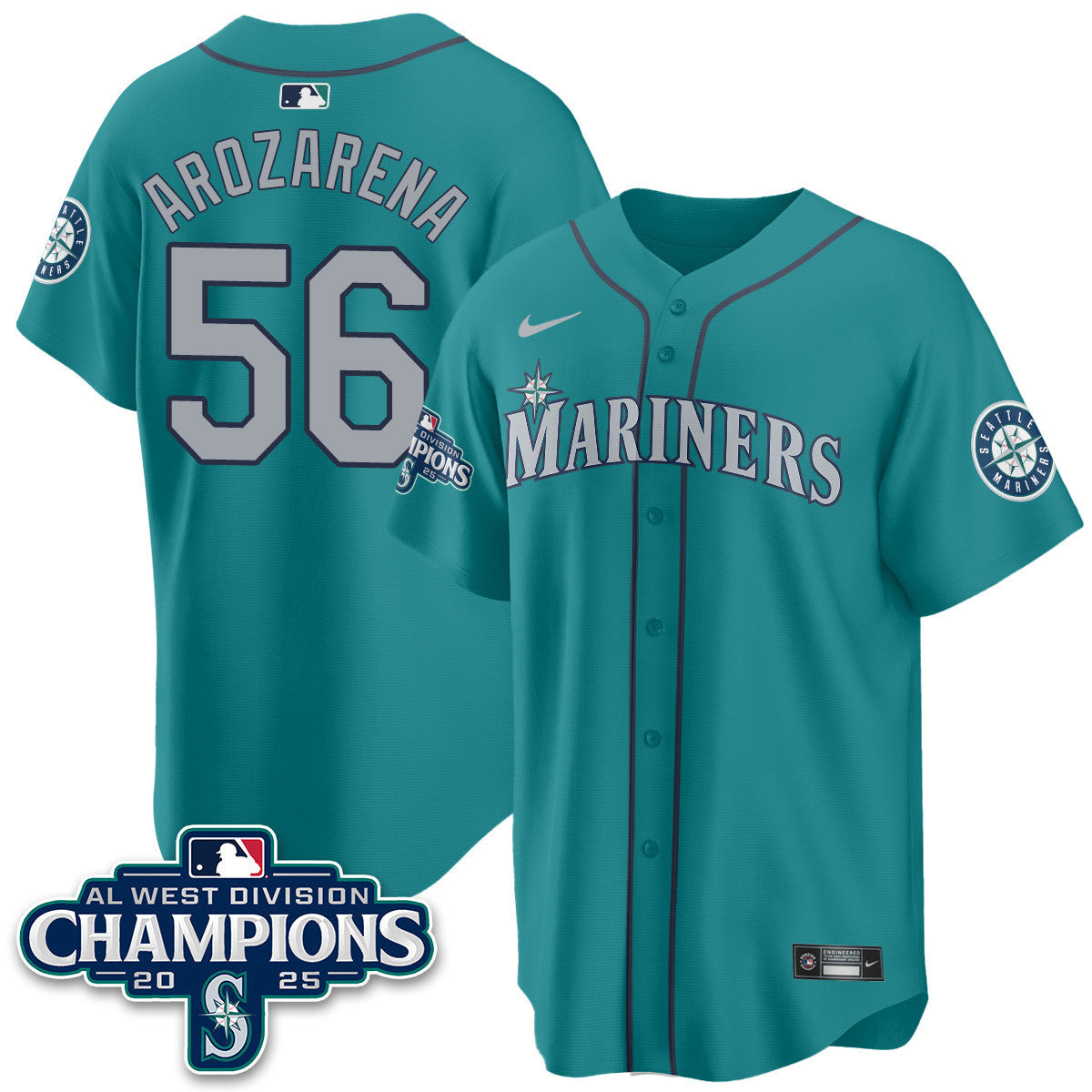 Men's Seattle Mariners 2025 AL West Division Champions Jersey - All Stitched
