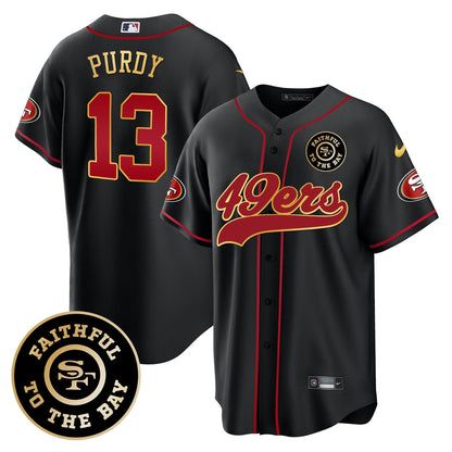 Men's 49ers Faithful To The Bay Patch Baseball Jersey - All Stitched