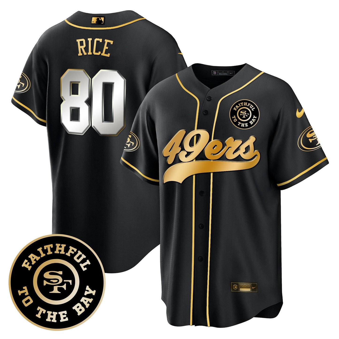 Men's 49ers Faithful To The Bay Patch Baseball Jersey - All Stitched