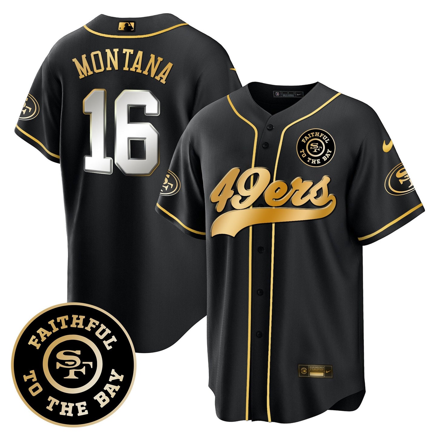 Men's 49ers Faithful To The Bay Patch Baseball Jersey - All Stitched