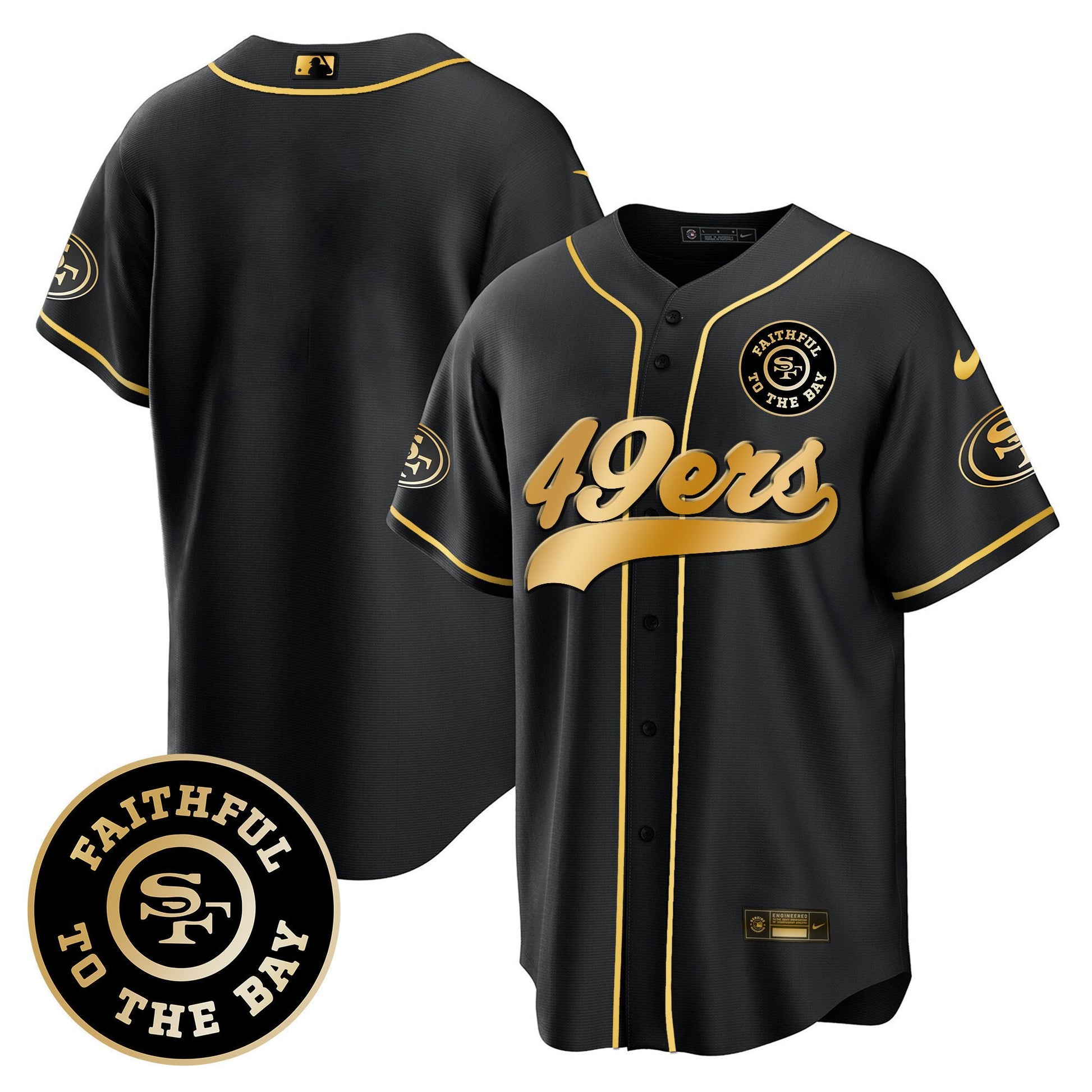 Men's 49ers Faithful To The Bay Patch Baseball Jersey - All Stitched