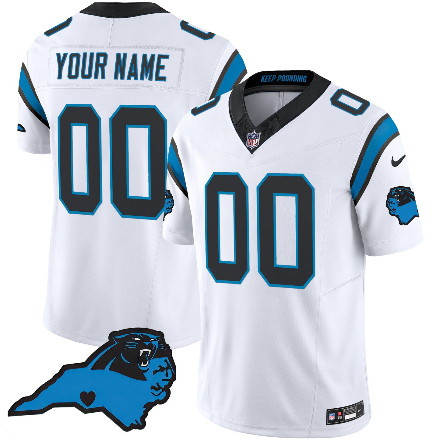 Panthers Vapor Limited Custom Jersey - Carolina Patch - All Stitched