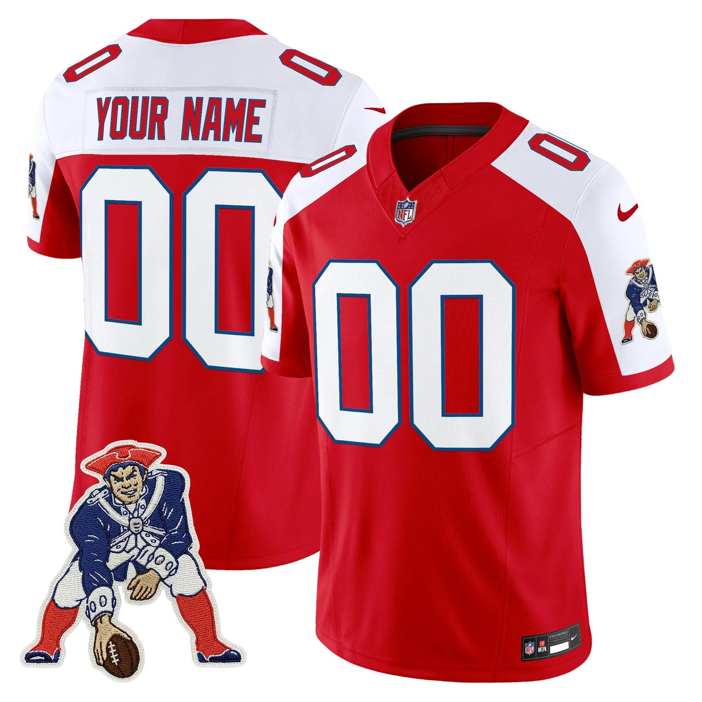 NE 6-Time Champions Patch Vapor Limited Custom Jersey - All Stitched